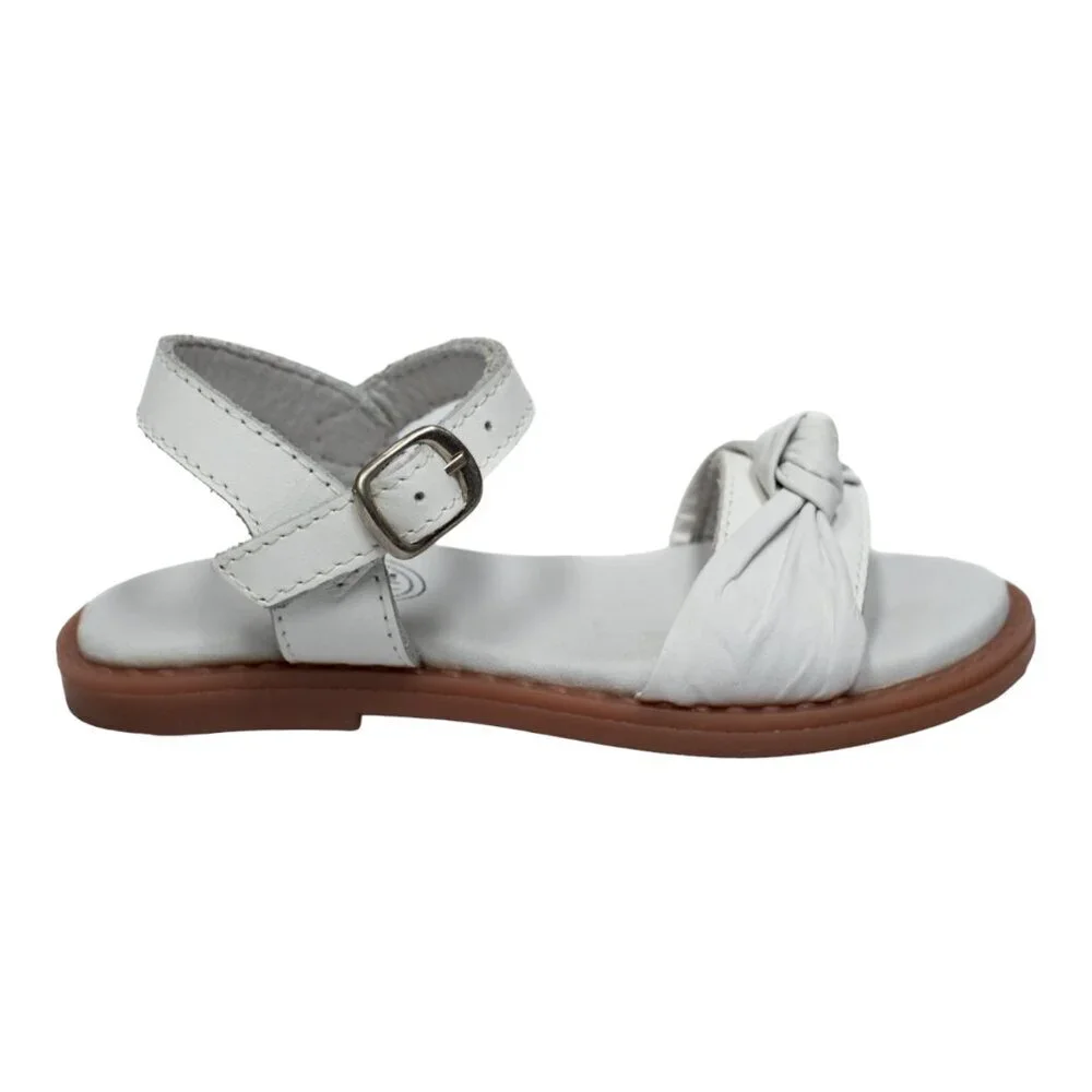 Two Pretty Handcrafted White Leather Knot Sandal